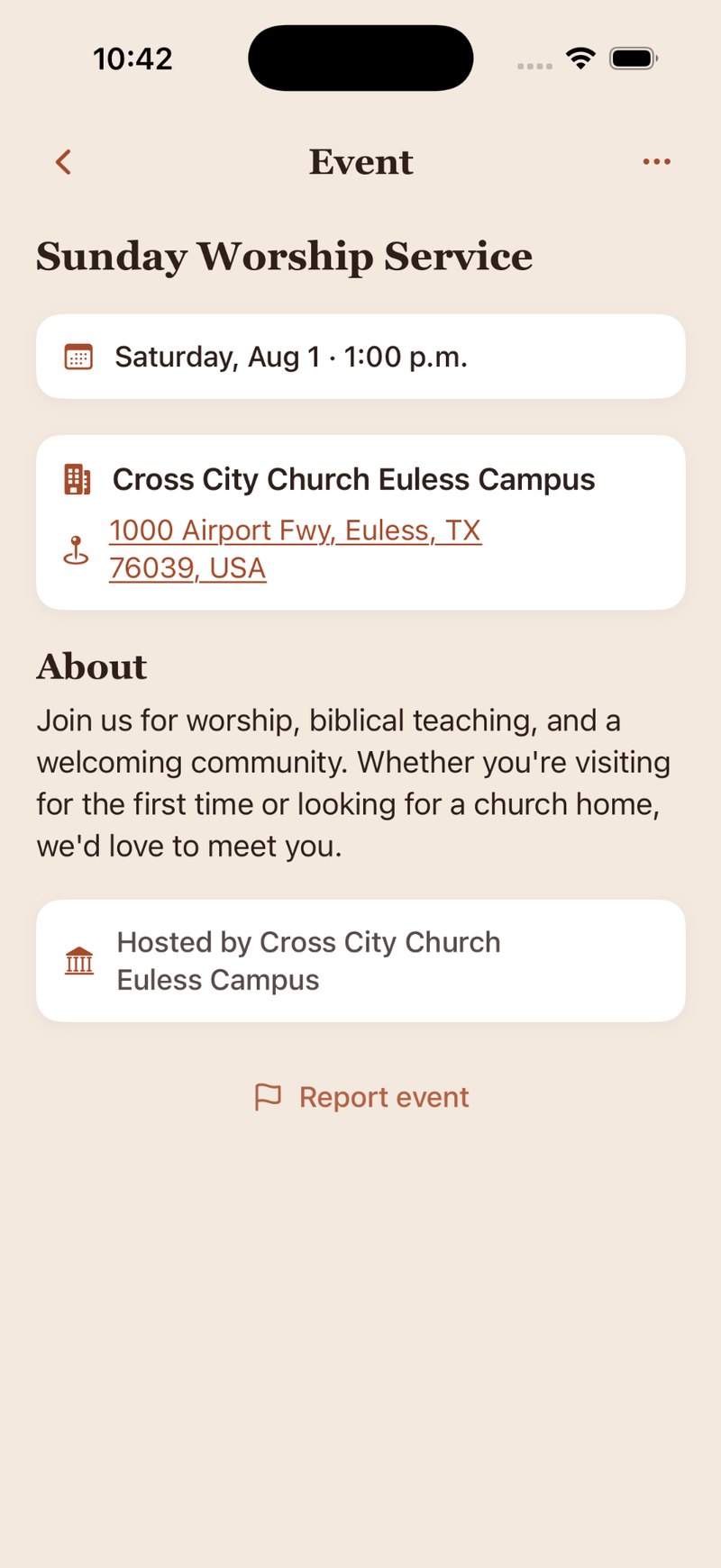 Church event detail