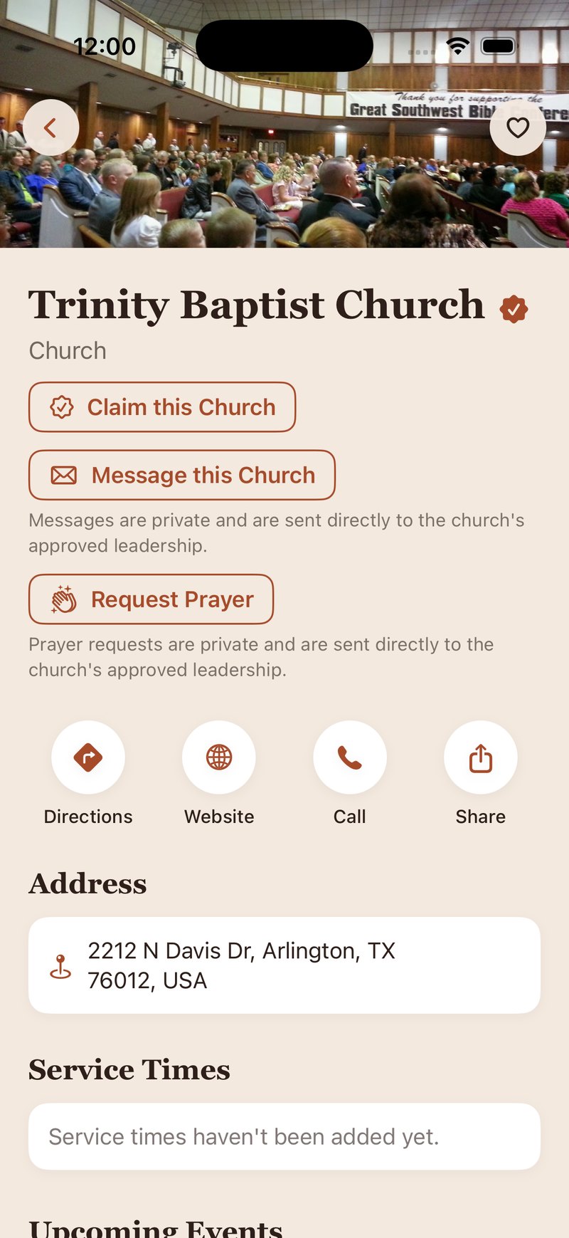 Claimed church page