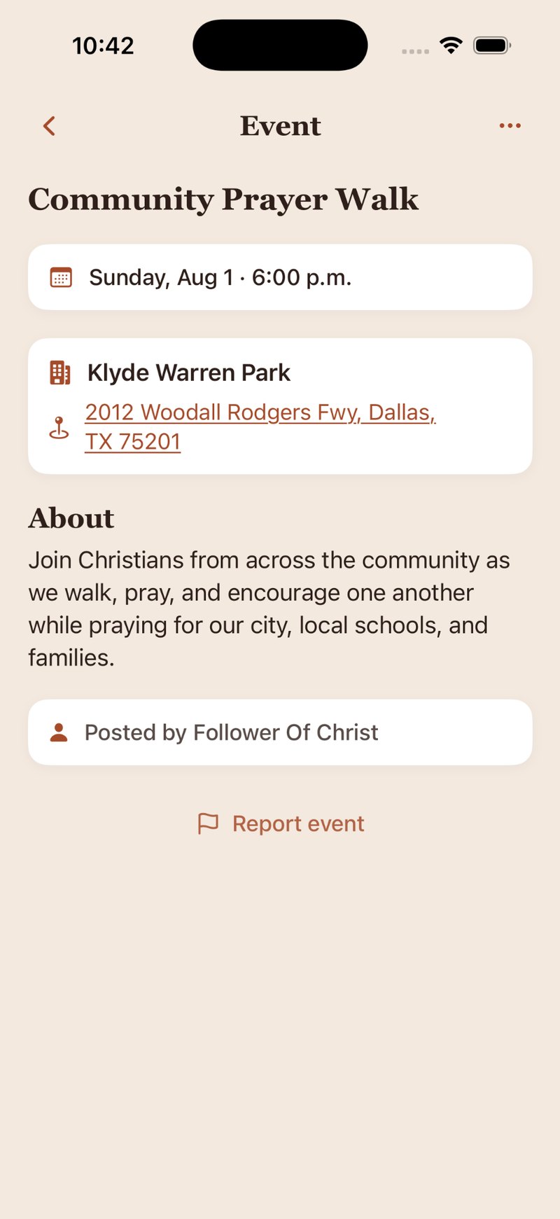 Community event detail