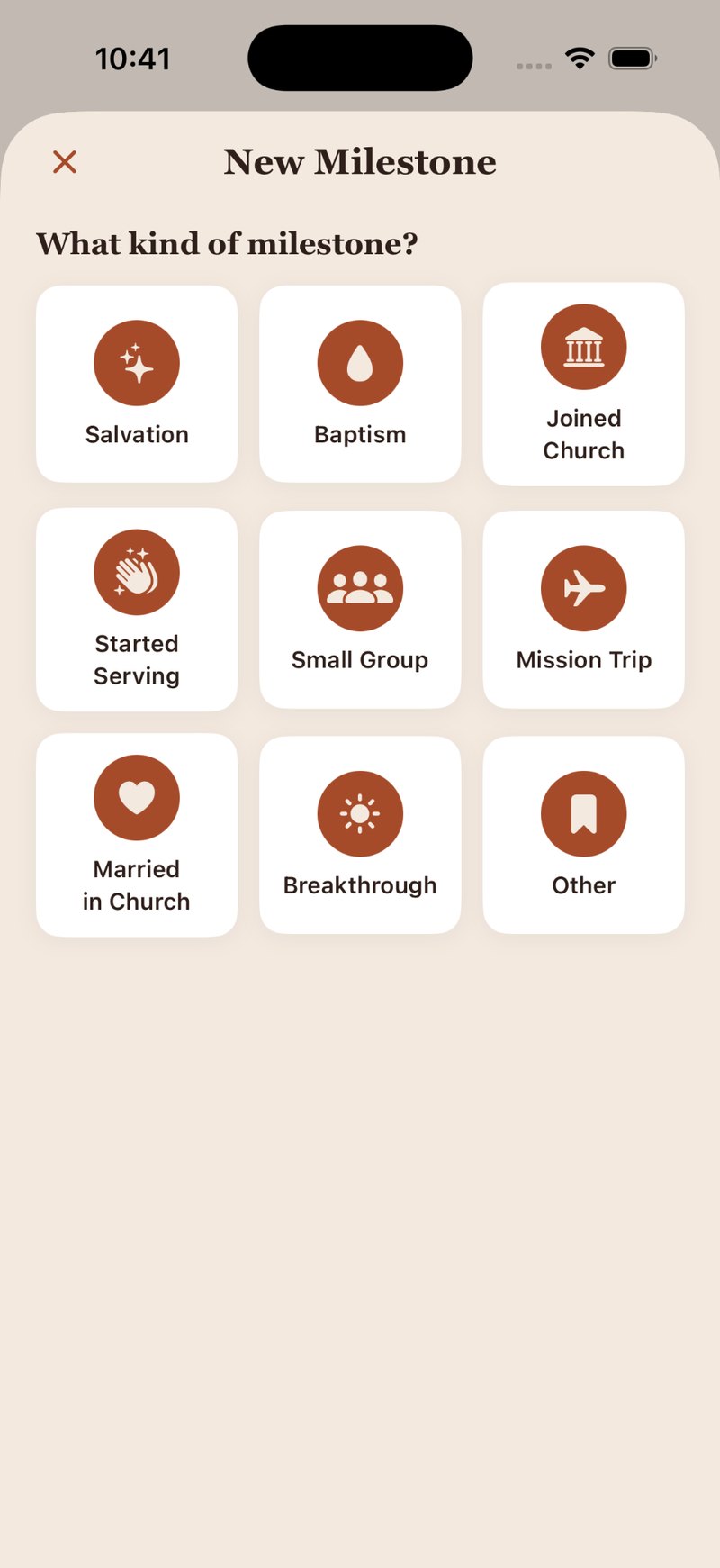 Faith milestone picker