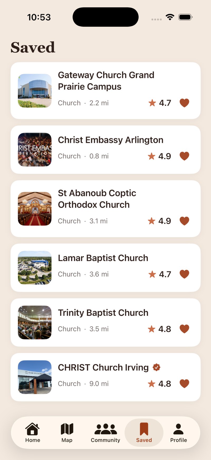 Saved churches