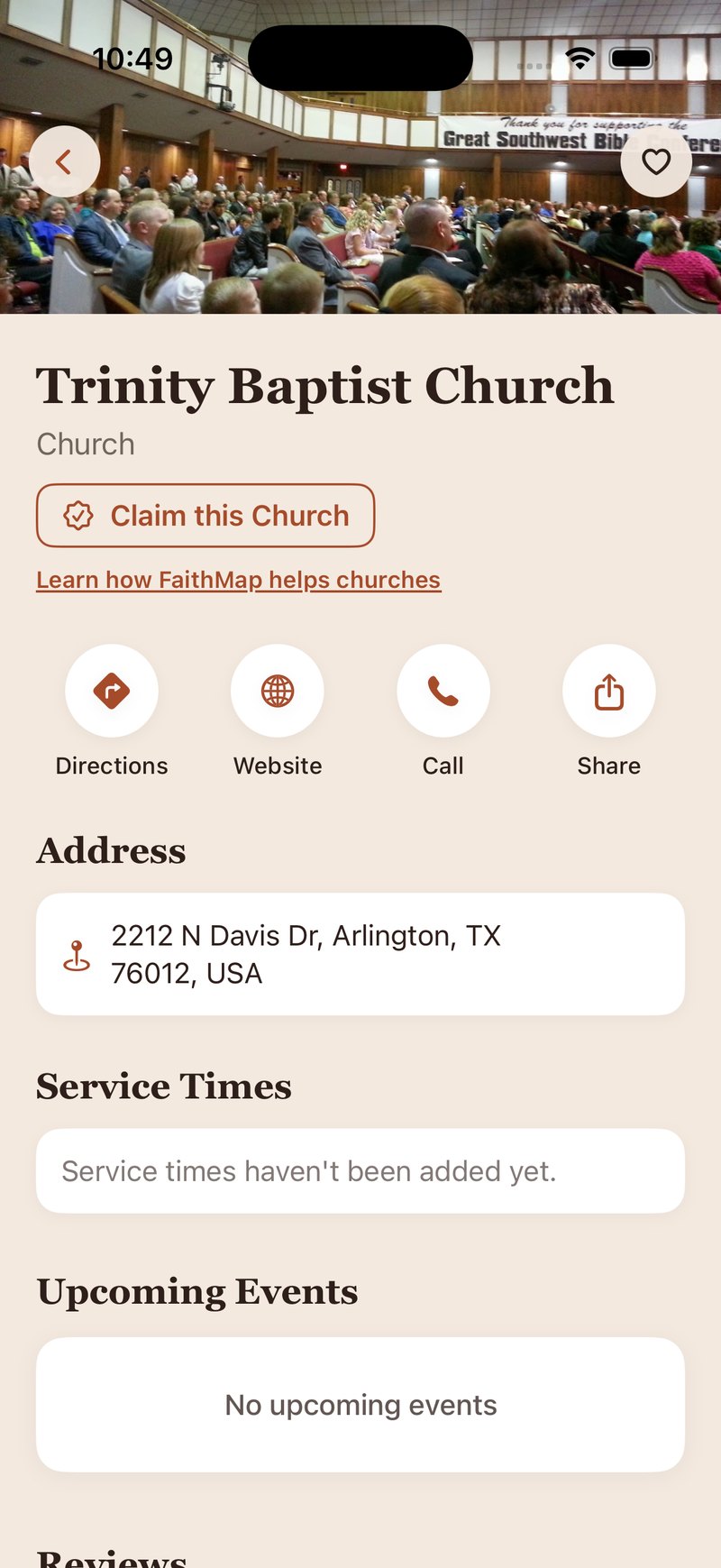 Unclaimed church profile